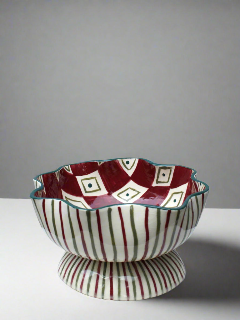 SECOND One of a Kind Burgundy and Green Bowl