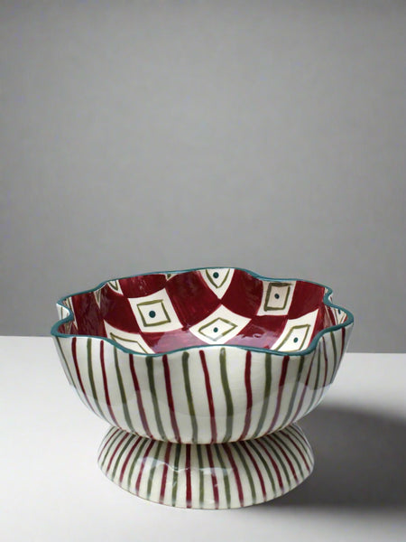 SECOND One of a Kind Burgundy and Green Bowl