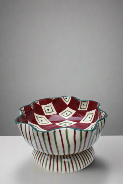 SECOND One of a Kind Burgundy and Green Bowl