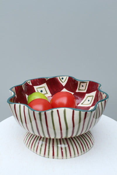SECOND One of a Kind Burgundy and Green Bowl