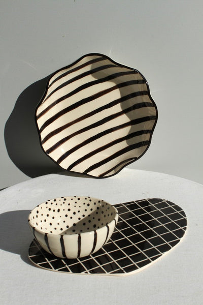 Black and White Ruffle Bowl