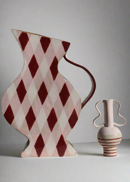 Harlequin in Burgundy and Pink