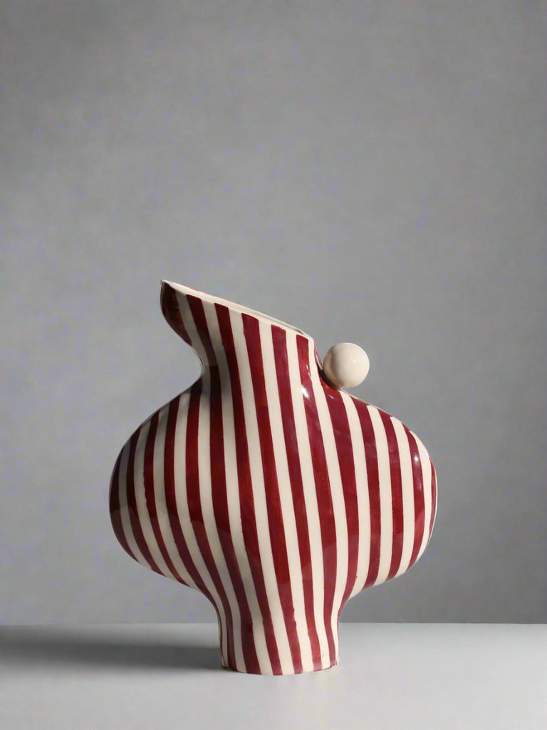 Burgundy Striped Vessel