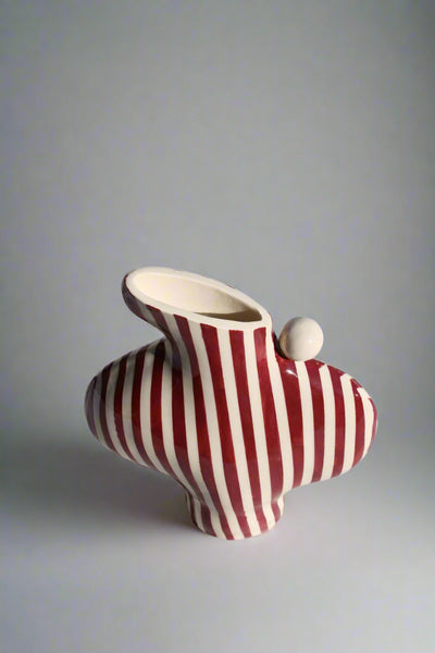 Burgundy Striped Vessel
