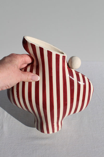 Burgundy Striped Vessel