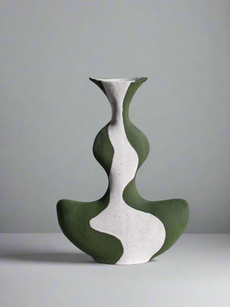 Olive Green Groovy Vase