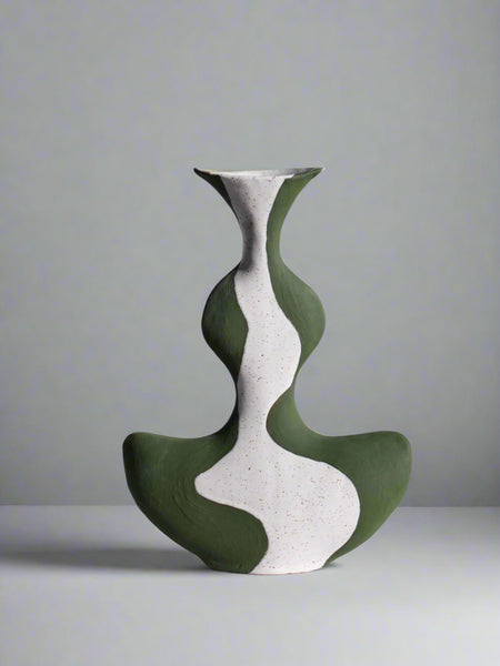 Olive Green Groovy Vase