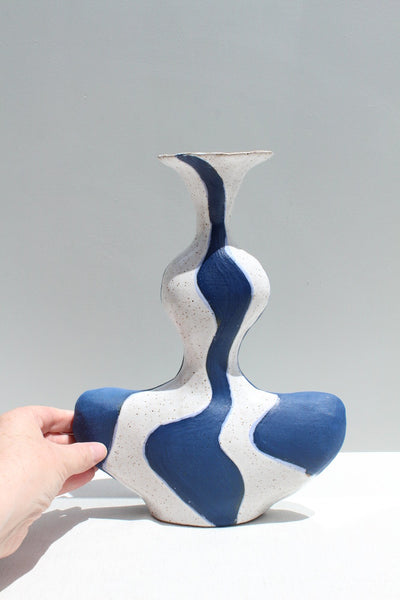 Cobalt Blue Groovy Vase