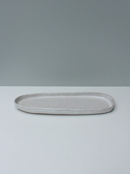 White Speckled Buff Tray with complimentary scalloped dish