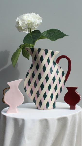 Lilac and Green Diamond Jug - One of a kind