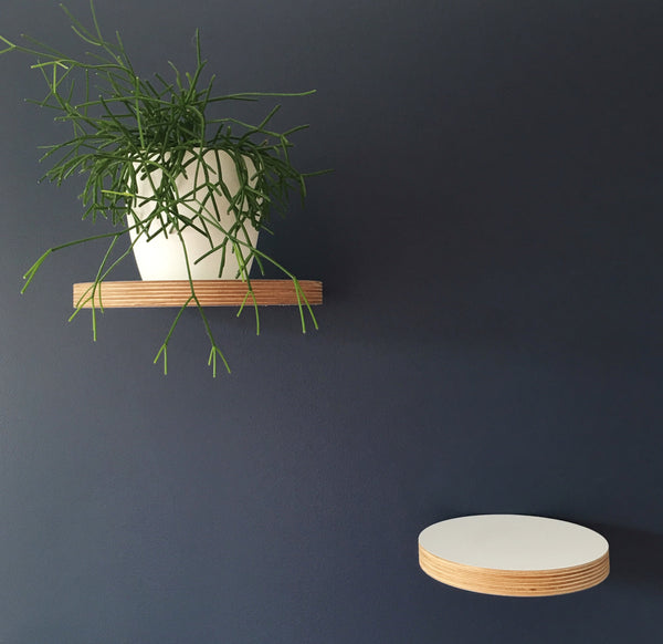 white floating shelves