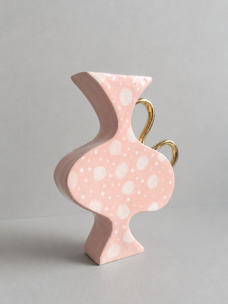 Spotted Femme in Pink with 22 carat gold handles