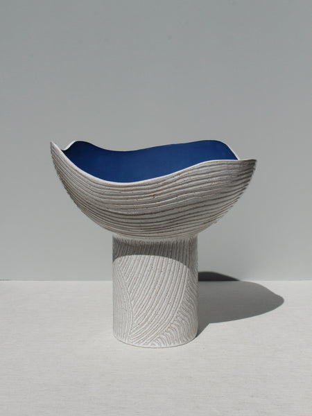 SECOND -  Large Cobalt Blue Pedestal Bowl