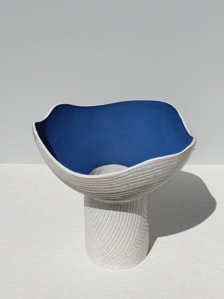 SECOND -  Large Cobalt Blue Pedestal Bowl