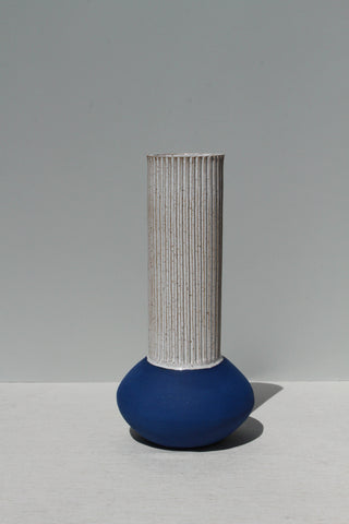 Tall Cobalt Blue and White Vessel