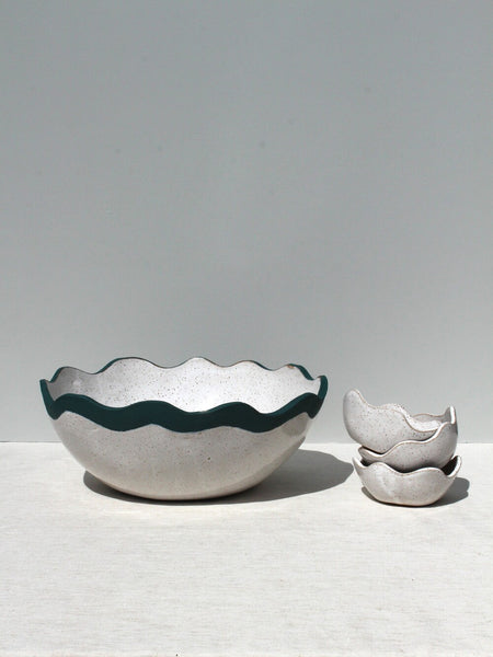 SECOND -  Green and White Scalloped bowl