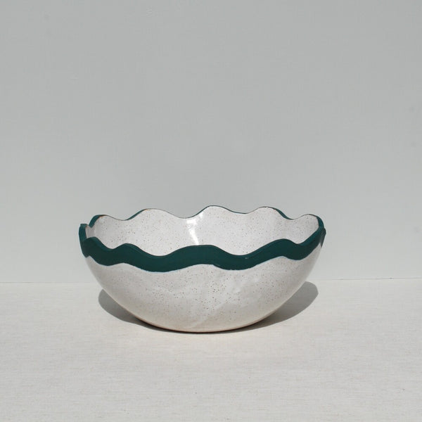 SECOND -  Green and White Scalloped bowl