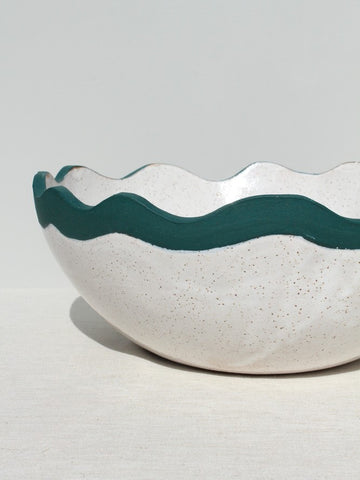 SECOND -  Green and White Scalloped bowl