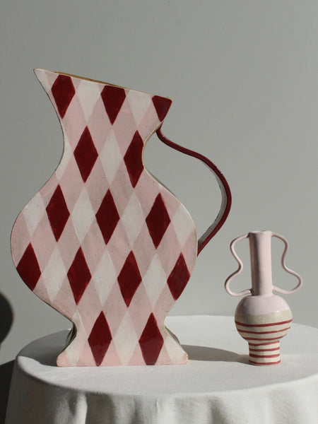 Harlequin in Burgundy and Pink