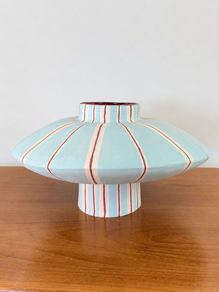 Taking Shape in Light Blue with Burgundy Stripes