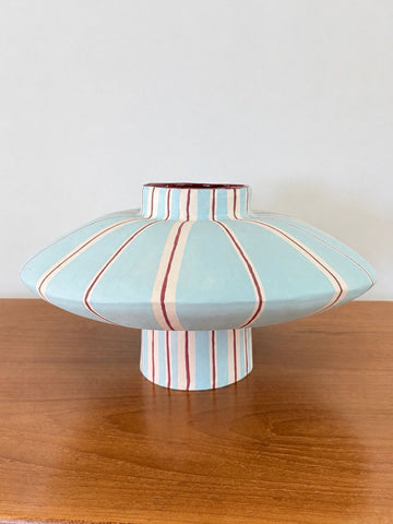 Taking Shape in Light Blue with Burgundy Stripes