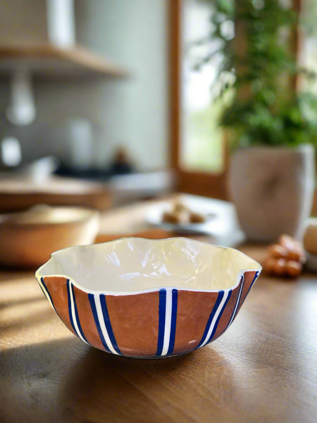 Chocolate brown and blue “Big Bowl”