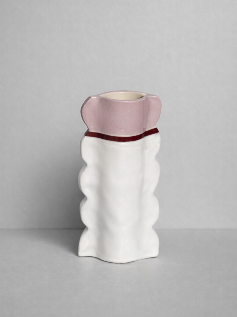 Burgundy and Lilac Scalloped Vessel