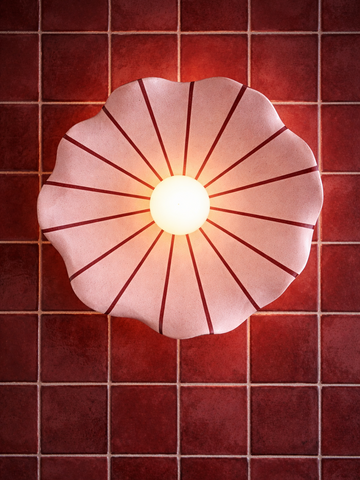Pink and Burgundy Ceramic Wall Sconce or Ceiling Light