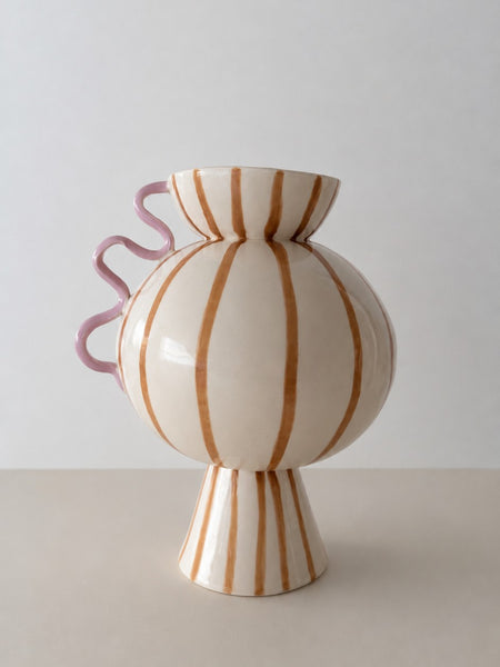 Charlie Brown- Sculptural Vessel with Light Brown Stripes