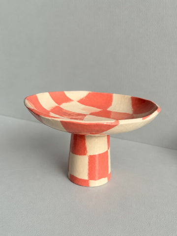 Sample Chequer Pink Nerikomi Pedestal Dish