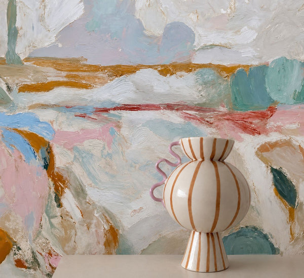 Charlie Brown- Sculptural Vessel with Light Brown Stripes
