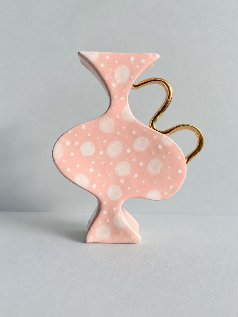 Spotted Femme in Pink with 22 carat gold handles