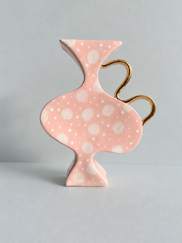 Spotted Femme in Pink with 22 carat gold handles