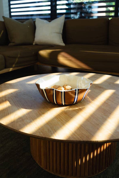 Chocolate brown and blue “Big Bowl”