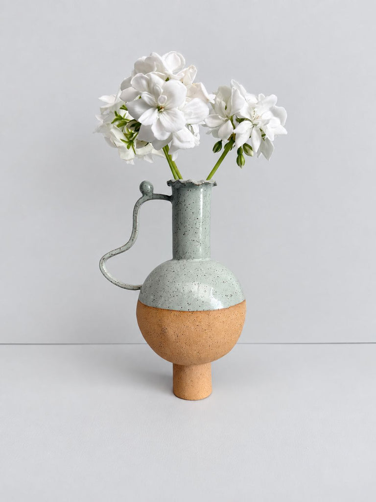 Sage Green Vessel with a Wiggle Handle