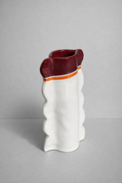 Burgundy and Orange Scalloped Vessel