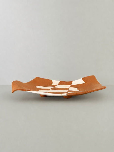 Second 50% off - Terracotta and White Nerikomi Dish