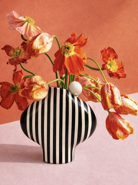 Black Striped Vase