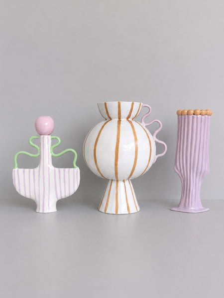 Charlie Brown- Sculptural Vessel with Light Brown Stripes