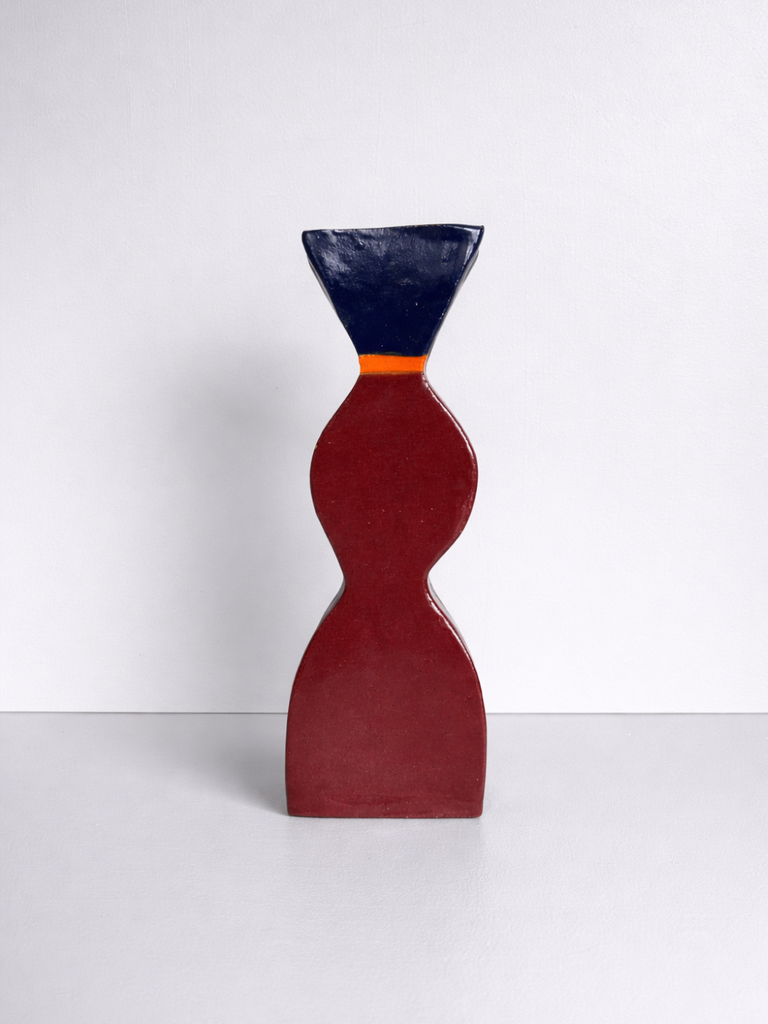 Tribute Vessel in Burgundy and Blue with an orange stripe