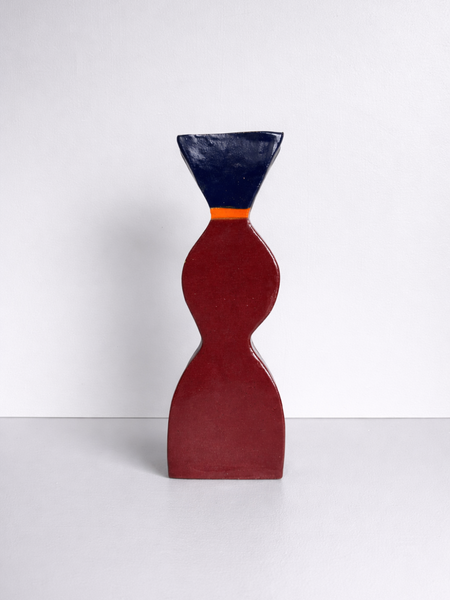 Tribute Vessel in Burgundy and Blue with an orange stripe