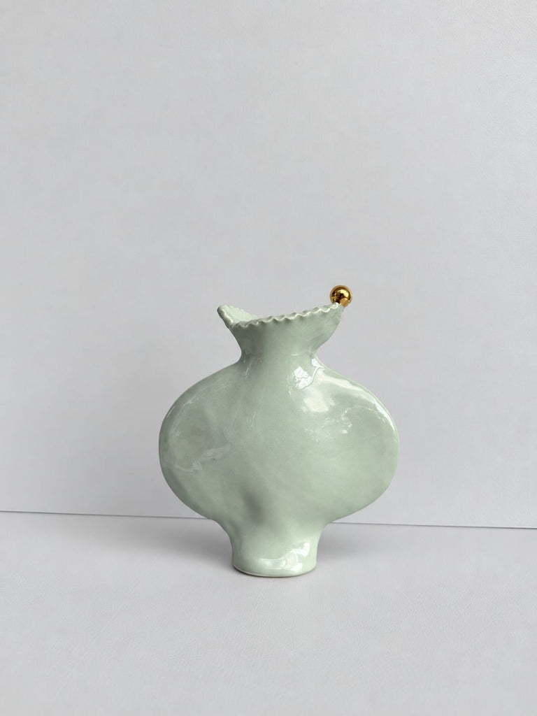 Sage Green Vessel with 22 Carat Gold Ball