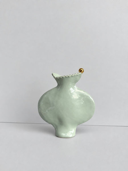 Sage Green Vessel with 22 Carat Gold Ball