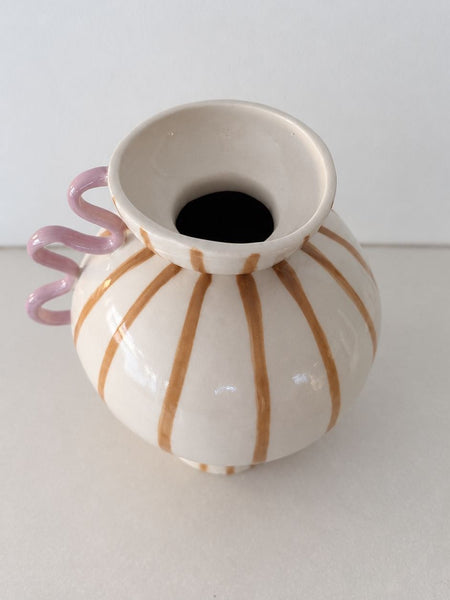 Charlie Brown- Sculptural Vessel with Light Brown Stripes