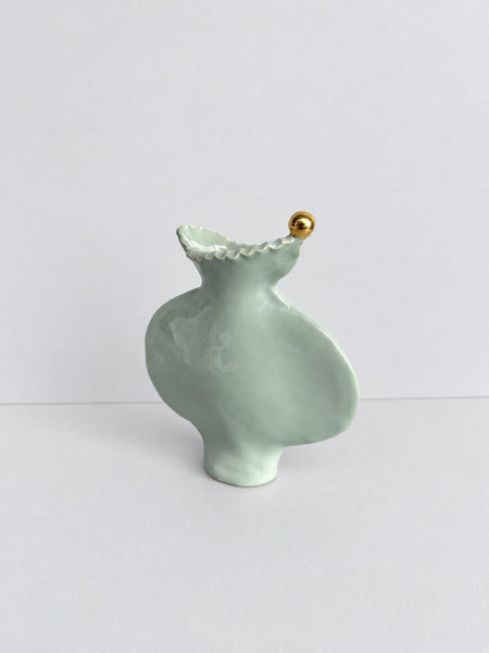 Sage Green Vessel with 22 Carat Gold Ball