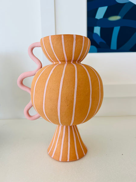Pink Striped Chubby Vessel