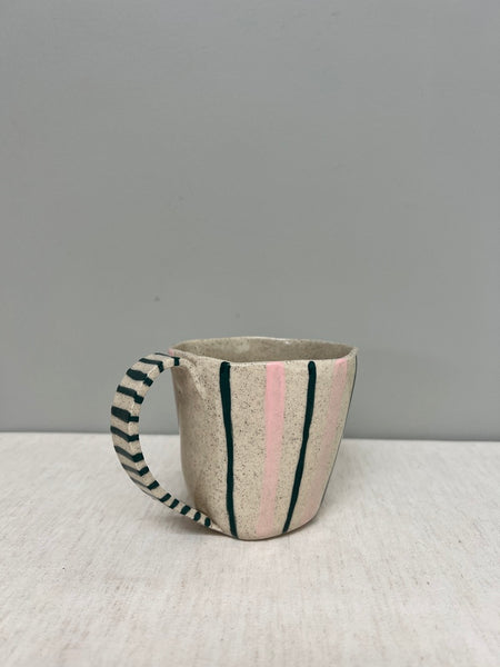 Sample 40% off - Green and Pink Striped Cup