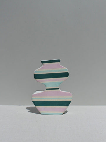 Lilac and Green Striped Vessel