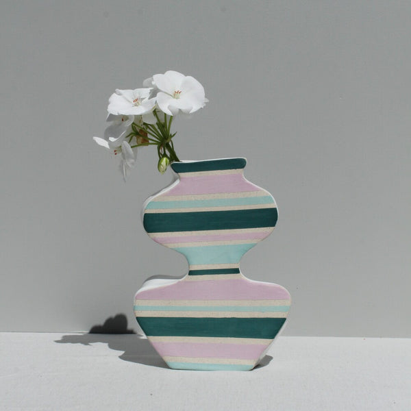 Lilac and Green Striped Vessel