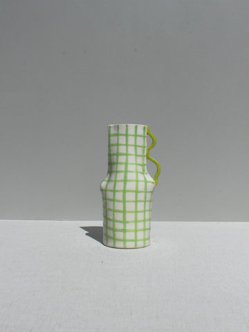 Green Grid Vessel with Lime Green Handle